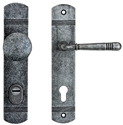 Schutzbeschlag Dora 72 mm Sicherheitsbeschlag Sicherheitsgarnitur Haustür - Türgarnitur Antik grau