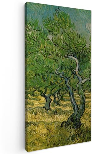 MuchoWow© Leinwand Bilder, Einzigartige Wanddeko mit Rahmen, Olivenhain | 40x80 cm - Vincent van Gogh, Wandbilder Wohnzimmer, Deko Schlafzimmer
