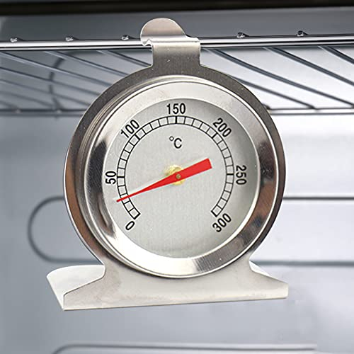 Backofenthermometer 300 Grad Edelstahl Rostfrei zum Aufhängen und hinstellen Backofen Thermometer analog Grill-Thermometer Bratenthermometer Ofenthermometer für BBQ, Grill, Smoker Silber