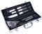 BAKAJI Set Valigetta Accessori Utensili Barbecue Strumenti BBQ Forchettone Pinza Spatola Coltello Pennello in Alluminio Custodia Rigida con Molle e Manico Colore Silver