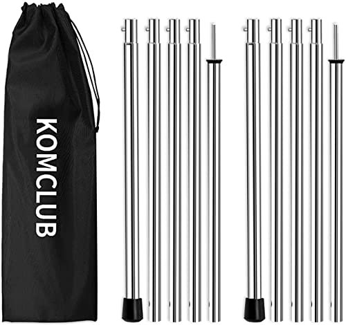 KOMCLUB Adjustable Tarp Poles Camping Tent Poles Stainless Steel Lightweight Tent Poles for Trap Sun Sails Canopy Awning Shelter Backpacking Hiking 78 in Set of 2