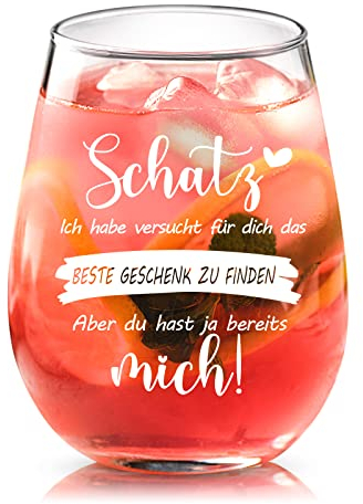 Joymaking Ich Liebe Dich Geschenke, Weinglas Mit Gravur Schatz Beste Geschenk Zu Finden Aber Du Hast Ja Bereits Mich, Jahrestag Geschenk für Ihn, Liebe Geschenk zum Valentinstag Geburtstag Weihnachts