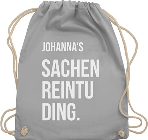 Turnbeutel Rucksack - Taschen - Damen - Sachenreintuding mit Name personalisiert I Sachen Reintu Ding Name | Stoffbeutel mit Spruch - Unisize - Hellgrau - personalisierter sportbeutel