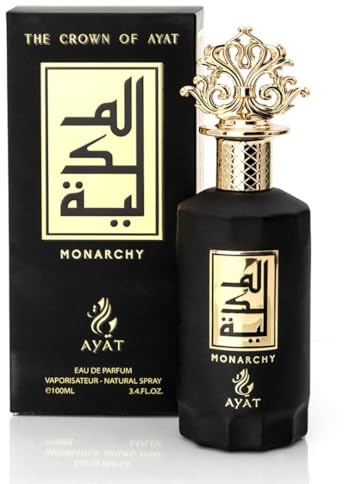 The Crown Of Ayat Parfüm, 100 ml, hergestellt in Dubai, arabisch, für Männer und Frauen, Orientalischer Oud mit Noten von Vanille, Zitrone, Leder, Bernstein, Orange und Moschus (Monarchy)