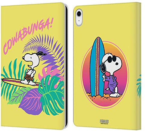 Head Case Designs Licenza Ufficiale Peanuts Cowabunga! Snoopy Aloha Disco Custodia Portafoglio in Pelle Compatibile con Apple iPad 10.9 2022/2025