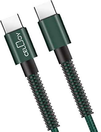 Type C to Type C USB C to USB C Nylon Braided 1M/2M Long Quick Charger Fast Charging Cable Compatible For Samsung S22 S20 Fe S21 Ultra A33 A53 A01 A73 A70 A51 M33 M53 M51 M31 (Green, 1M)