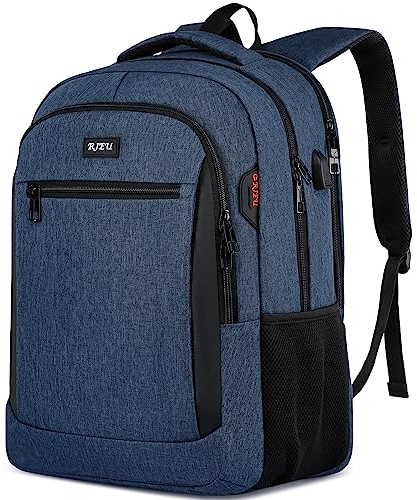 RJEU Schulrucksack Jungen Mädchen Teenager, Rucksack Herren Damen für 15.6 Zoll Laptop Rucksack Daypacks mit USB Ladeanschluss