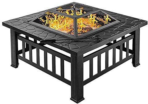 ZAANU Feuerstellen für den Außenbereich, Holzfeuerstelle für den Außenbereich, Tisch-Feuerstelle, Holzofen, quadratische Feuerstelle für den Hinterhof mit Deckel