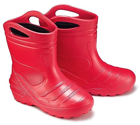 ESTRO Stivali Pioggia Bambino Imbottiti - Stivali Bambino Pioggia con Fodera Stivali da Pioggia Bambino Stivaletti Pioggia Bambino Stivaletti Gomma Bambina K051 (31 EU, Rosso)
