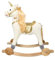 Schaukelpferd, interaktives Spielzeug mit Tiergeräuschen und Haltegriffen - Holzpferd für Ihr Baby ab 3 Jahren - Schaukeltier GOLDENES Einhorn - 75x36,5x73cm