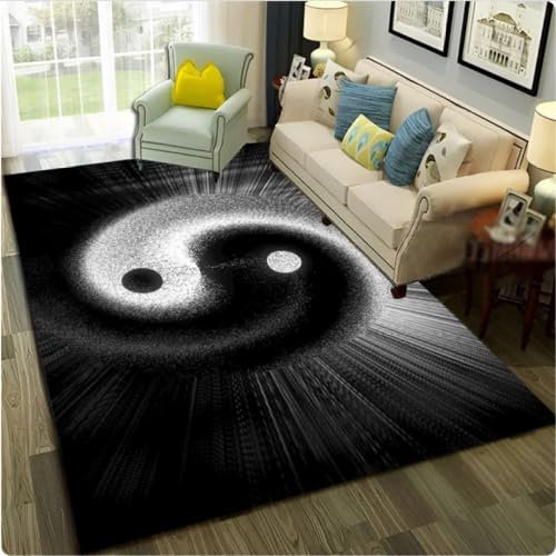 Chinesisch 3D Tai Chi Yin Yang Teppich,Home Wohnzimmer Schlafzimmer Sofa Dekor Teppich Fußmatte,Kinder Spielen rutschfest Bereich Teppich Bodenmatte
