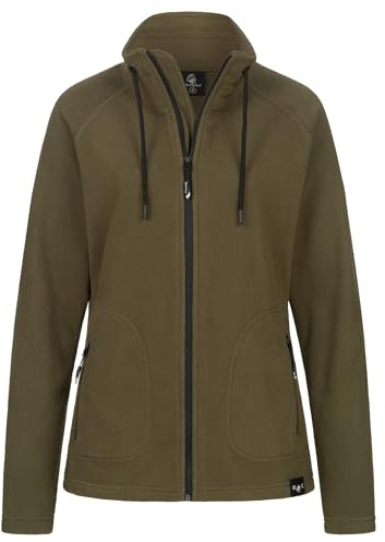 Rock Creek Damen Fleecejacke warm Übergangsjacke Windbreaker Fleece Jacken Outdoorjacke Stehkragen Damenjacke Teddyfleece Sweatjacke Pullover D-496 Dunkelgrün XXL
