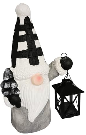 Weihnachts Wichtel aus Keramik 31cm groß schwarz weiß grau Zwerg Kobold Weihnachtsmann Nikolaus Advent Weihnachten