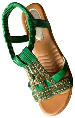 Sandales Femmes Plates, Chaussures Boheme ÉTé Nu Pieds à Talons Plates à Bouts Ouverts Plage Semelle Confortables Grand Taille Vintage Romaines