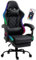 Delman Gaming-Stuhl Bürostuhl Gaming Stuhl mit LED, RGB Beleuchtung, Drehstuhl, Dicke Polsterung, Metallfußkreuz, Fußstütze 02-0055 (Schwarz)