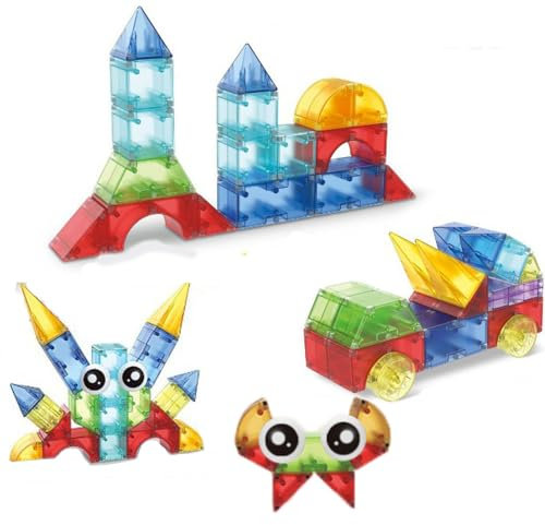 TaoLeLe 32 Dreidimensionale Magnetische Bausteine Geometrische Bunte Transparente Pädagogische Gebäude Magnetische Bausteine Geeignet für Anfänger