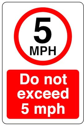 Ne dépasse pas 8 km/h - Dibond en aluminium de 3 mm haute visibilité et durabilité pour une utilisation en intérieur/extérieur (300 mm x 200 mm) assurant la sécurité dans une distance de visualisation