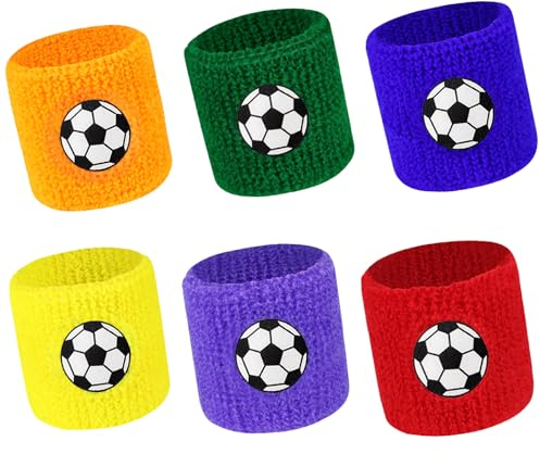 Schweißband Fussball, Bunte Schweißband Handgelenk, Schweißband Handgelenk Fussball, 6 Stück Schweißband Kinder Handgelenk, Schweißbänder Handgelenk, Für Damen Herren, Tennis, Fußball, Basketball