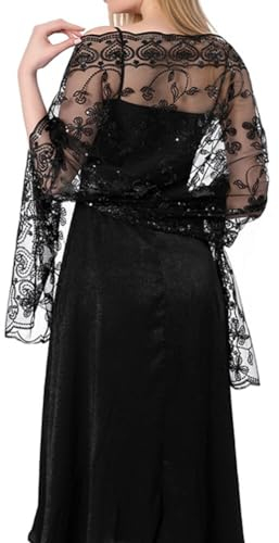 Katutude Damen-Stola Schal elegant mit Pailletten Schal bestickter Schal Damenschal Schal Stola Hochzeit Wickeltuch Damenschal Tücher Schals für Abendkleider Hochzeit Party