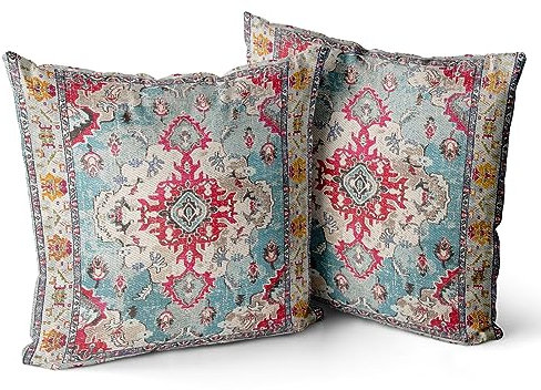 Snylcce 2er Set Boho Kissenbezüge Dekokissen 50 x 50 Samt Soft Kissenbezug Böhmischer Retro Ethno Dekorative Kissenhülle Zierkissenbezüge für Sofa Schlafzimmer Wohnzimmer Zuhause Dekoration Rot Boho