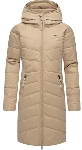 Ragwear Damen Wintermantel warmer wasserdichter Steppmantel lang mit Kapuze Dizzie Coat Taupe24 Gr. XL