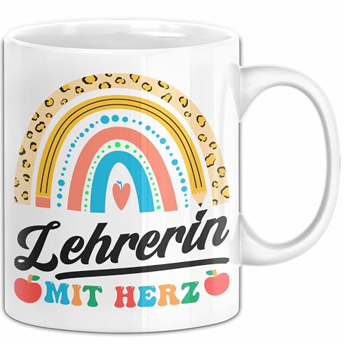 Lehrerin Mit Herz Tasse Lustiges Geschenk Für Klassenlehrerin (Weiß)