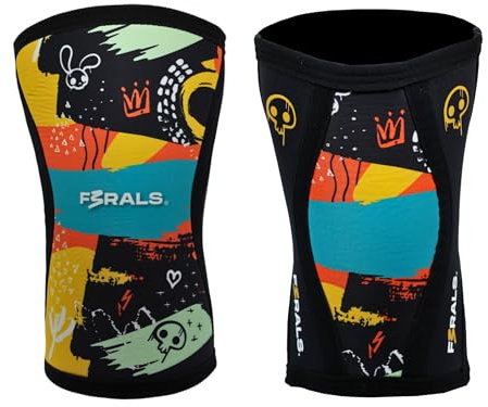 F3RALS ® GINOCCHIERE POWERLIFTING | Ginocchiere Cross Training - Ginocchiere Palestra - Neoprene 7mm - Ginocchiere Squat - Fasce Ginocchia Bodybuilding - Ginocchiera Palestra (Cranio L)