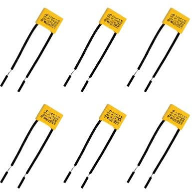 6 Stück Entstörkondensator LED, Kondensator Lampe, 0.22uF 275V X2 Löschglied für LED Beleuchtung, Hochdichte Leiterplatten, Blinklampen und Signal-Lampen, Ideal für Elektronikschutz