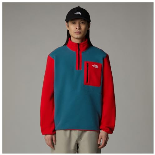 The North Face Men's Yumiori 1/4 Zip Sweatshirt, Mallard Blue/High Risk, L