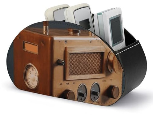 NWTRJ Support de télécommande radio en bois PU avec 5 compartiments pour télécommandes TV, contrôleurs multimédias, fournitures de bureau