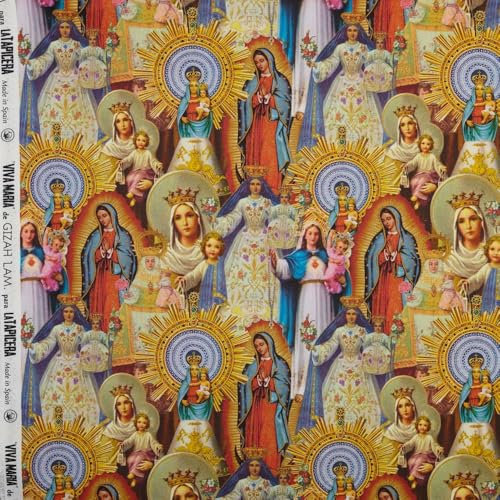 Kt KILOtela - Digitaler bedruckter Canvas-Stoff, Half Panama, Bio-Baumwolle, Dekoration, Tapisserie, Kissen, Vorhänge, Tagesdecken, Tischdecken, 100 x 280 cm, Viva Mary, 1 Meter