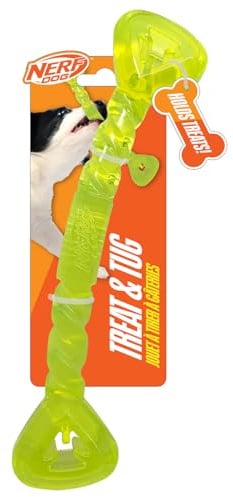Nerf Dog Leckerli-Spender Knochen, 27,9 cm, langlebiges Kau- und Apportierspielzeug für Hunde, Grün