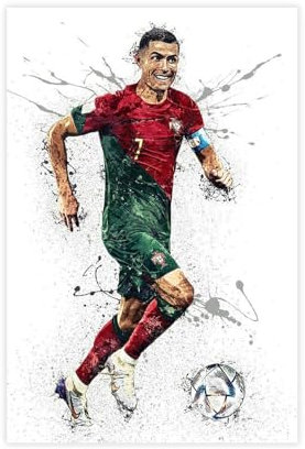 Mnyuein Ronaldo Poster Fußball Leinwand Poster Schlafzimmer Dekoration Landschaft Büro Raumdekoration Geschenk Unframe: 12x18inch(30x45cm)