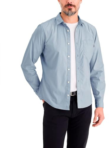 Dockers Men's LS Ultimate Slim Shirt, Subdued Blue, L