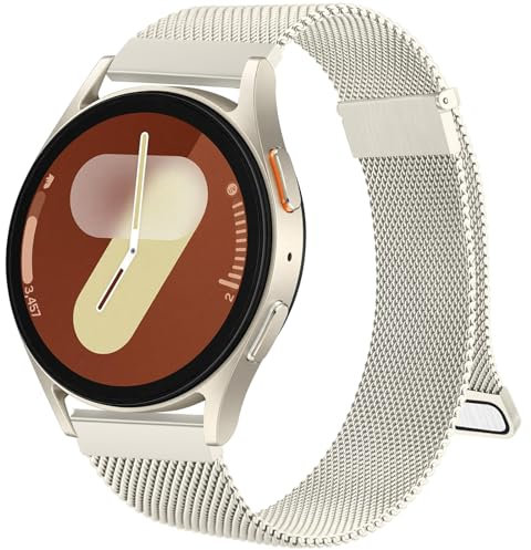Bracelet en Métal Compatible avec Bracelet Samsung Galaxy Watch 7 6 5 4 44mm 40mm/Watch 6 Classic 47mm 43mm/Watch 5 Pro 45mm/Watch 4 Classic/FE,Sangle Magnétique pour Galaxy Watch 7 (Starlight)