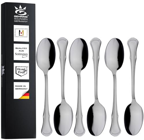 Gehring Solingen Chippendale Dessertlöffel 6 Stück I Edelstahl Besteck I Löffel Set I spülmaschinengeeignet I Made in Germany