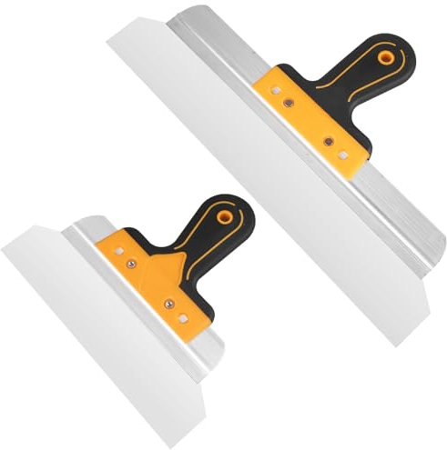 2 Stück Flächenspachtel Set, 400mm & 250mm Rostfreiem Spachtel Set - Fassadenspachtel, Hochwertige Spachtel mit mit Ergonomischem Softgriff, für Trockenbau, Verputzen, Tapeten entfernen, rot