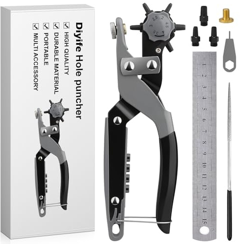 Diyife Pince Perforatrice Cuir, Trou Ceinture avec Boîte de Rangement