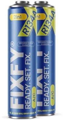 FIXFY 2 in 1 – 2X R134a Gaswechsel mit Öl – Set für Klimaanlagen 2X 500 ml, Selbstbefüllung der Klimaanlage in Autos 1995–2016
