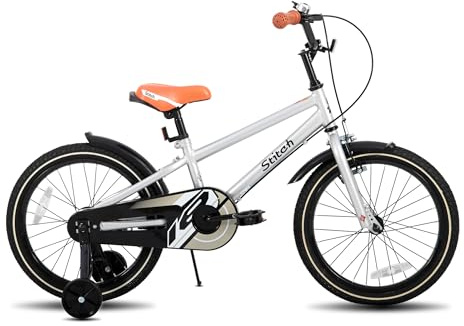 STITCH Bicicleta Infantil de 14/16/18/20 Pulgadas para niñas y niños de 3 a 13 años, Bicicleta Infantil de 14/16/18/20 Pulgadas con ruedines (Rosa, Beige, Azul, Plateado, Verde)