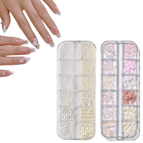 LOMSUXA 2 Schachteln Nail Charms, 3D Libellen Nail Art Dekoration, Charms Nägel, Nail Art Charms, 3D Acryl Nail Gems für Frauen Acryl Nagel Art Dekoration