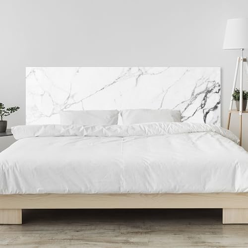 timalo Kopfteil fürs Bett 180 x 58 cm | Weißer Marmor | Acrylglas Wandpaneel wie Glas Bettrückwand & Wandschutz Bett, hochwertige Optik