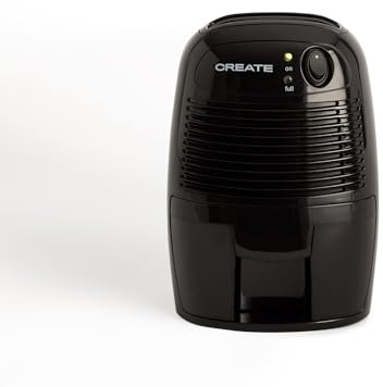 CREATE/Deshumidificador mini 500ml negro/Pequeño y manejable, indicador LED, sistema Peltier, ultrasilencioso y fácil de usar, sistema de apagado automático, 22W