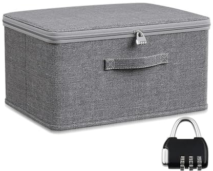 lbxtswpl Box With Lock, Storage Box With Combination Lock, Fabric Storage Box, Lockable Storage Box for Bedding Clothes Toys Medicines (30 X 20 X 14 CM)