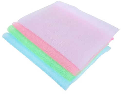 MUCKLILY 4 Stück-Pack Peeling Waschlappen Lang aus Weichem Nylon Körperpeelingtuch Rückenschonend für Bad Dusche Schaumreich und Saugfähig Wiederverwendbar und Komfortabel