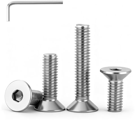 BACSHBY 20 Piezas Tornillos Allen M8x30mm Avellanados Acero Inoxidable | Rosca Completa,Acero Inoxidable 304 A2 V2A,Incluye Llave Allen, para Muebles, Armarios, Estanterías, Montaje,Reparación