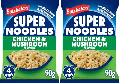 Batchelors Super Noodles Chicken & Mushroom Flavour, Instant Snack Ready in 4 Minutes, 90 g Packet (Pack Of 2)
