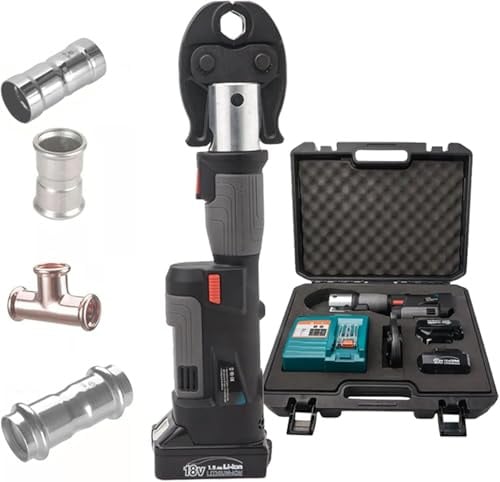 LHMWTWR Presszange Akku, Pressmaschine, Leistungsstark mit 18V Dual-Akku und drei Pressbacken, Elektrische Pressmaschine, Zuverlässiges Werkzeug zum Crimpen von Kabeln und Aderendhülsen