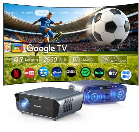4K Projector Google TV 2550 ANSI Lumen Daytime Home Theater for Bright Room