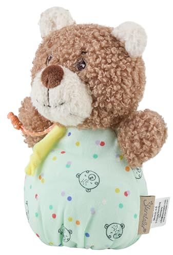 Sterntaler Knuddelsäckchen Bär Bo aus weichem Flausch und Jersey, Babyspielzeug mit Rassel und Knisterpapier, 13 × 9 × 9 cm – hellbraun